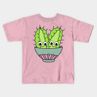 Cute Cactus Design #245: Prickly Pear Cacti In Dainty Bowl Kids T-Shirt